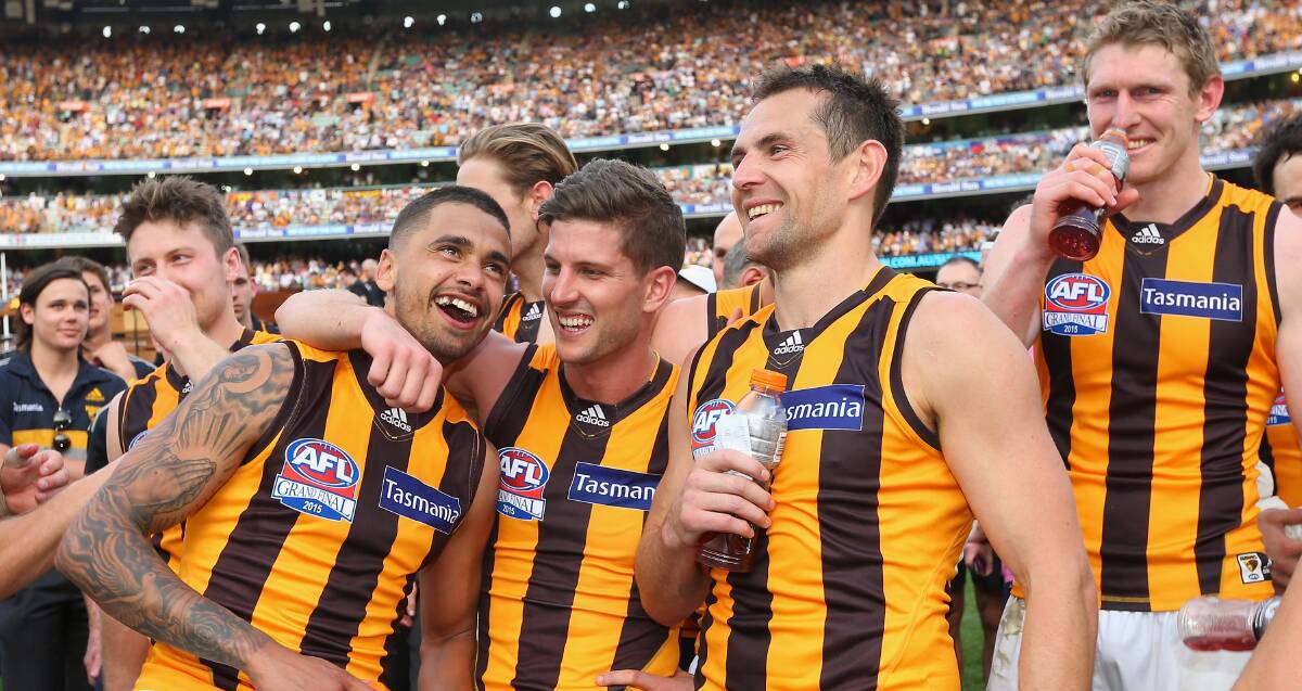 HOMECOMING: Hawthorn star Luke Breust (middle) will return home to Temora on the weekend with seven of his Hawks teammates. Picture: Getty Images