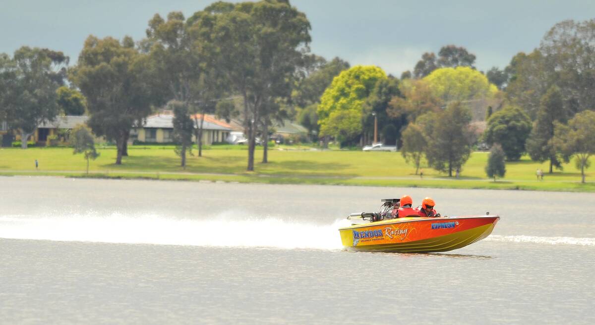 LOCAL HOPE: Mick Henderson observing and Ricky Evans driving Hendos Racing at Thunder on the Lake at Lake Albert on Sunday. Pictures: Kieren L Tilly