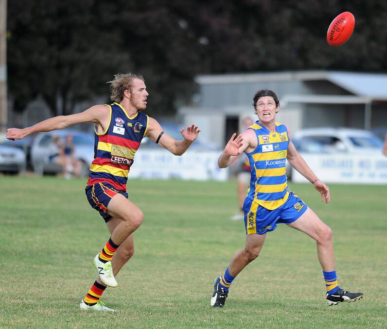 INCLUSION: Mangoplah-Cookardinia United-Eastlakes' Matt Collins (right) has been named to return for the Goannas against Ganmain-Grong Grong-Matong on Saturday. Picture: Laura Hardwick