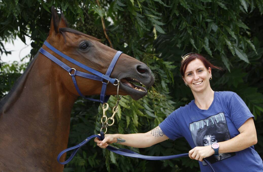 MILE TEST: Wagga apprentice Rebeka Prest spends some time with Angus Rock at Tim Donnelly's stables. Picture: Les Smith
