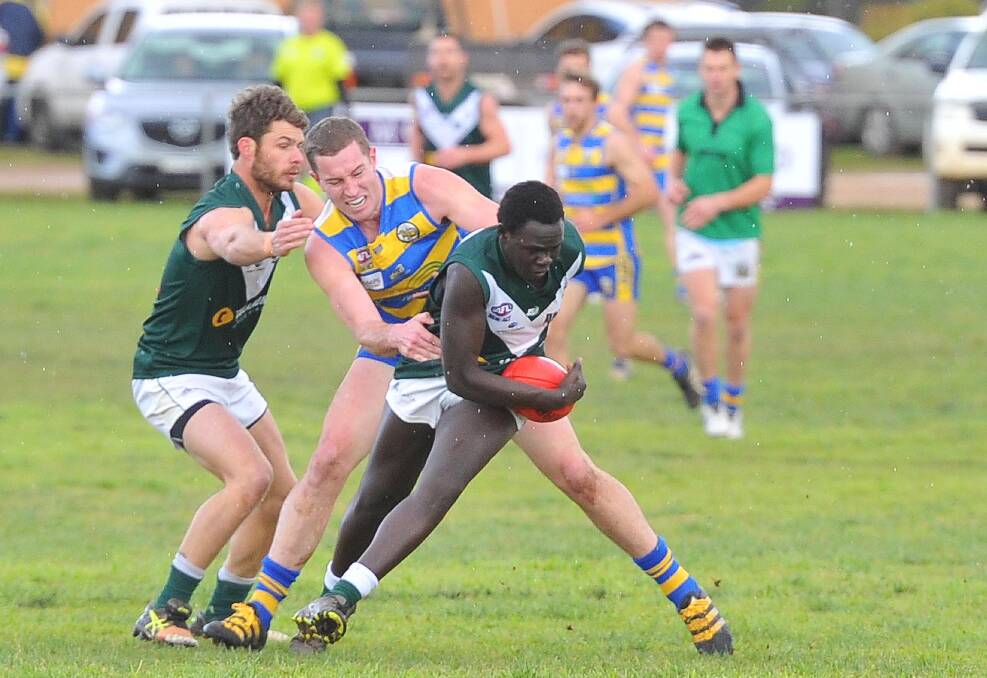 NEW TEAM: Coolamon's Benson Ochieng in action for the Hoppers. He has joined Turvey Park. Picture: Kieren L Tilly