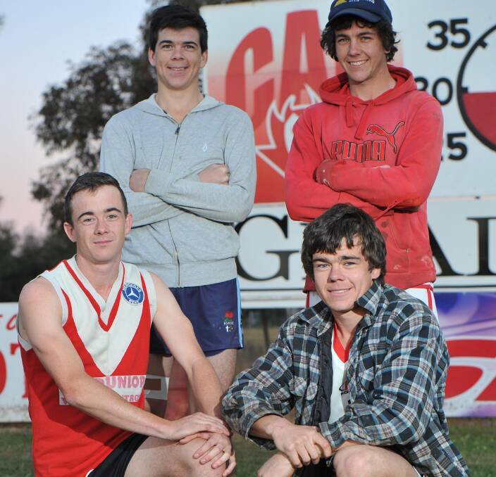 FAMILY AFFAIR: Matt Kennedy (top left) with brothers (clockwise) Dan, Nick and James before last year's Riverina League grand final with Collingullie. Picture: Laura Hardwick