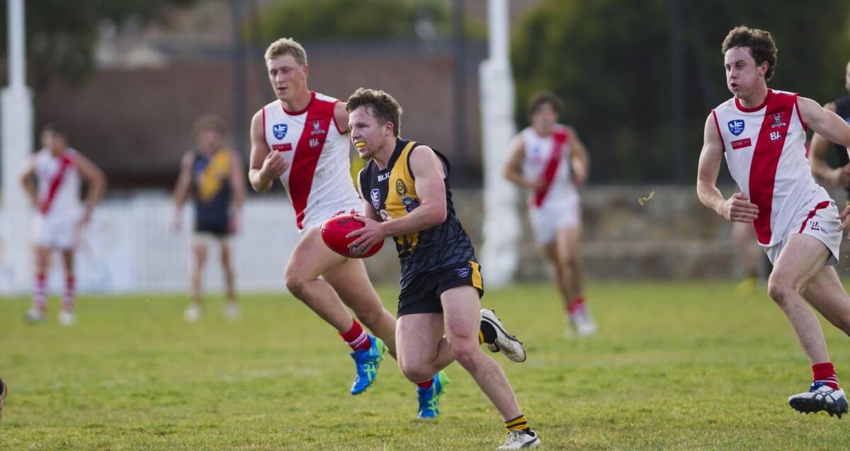 KEY SIGNING: New Temora signing Sam Jensen in action for Queanbeyan in the North Eastern Australian Football League (NEAFL) in 2014. Picture: Canberra Times