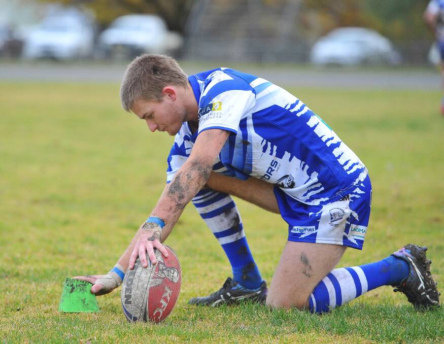 WORK IN PROGRESS: Cootamundra kicker James Smith has been working on his goalkicking after some costly misses in recent weeks. Picture: Kieren L Tilly