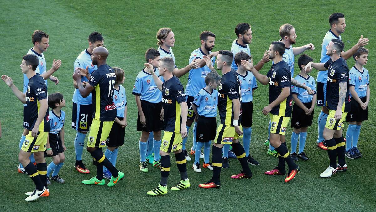 EXCITING OPPORTUNITY: Football Wagga juniors will get the opportunity to be player mascots for Sydney FC's final home game of the regular season on Saturday, like pictured against Central Coast earlier in the year.