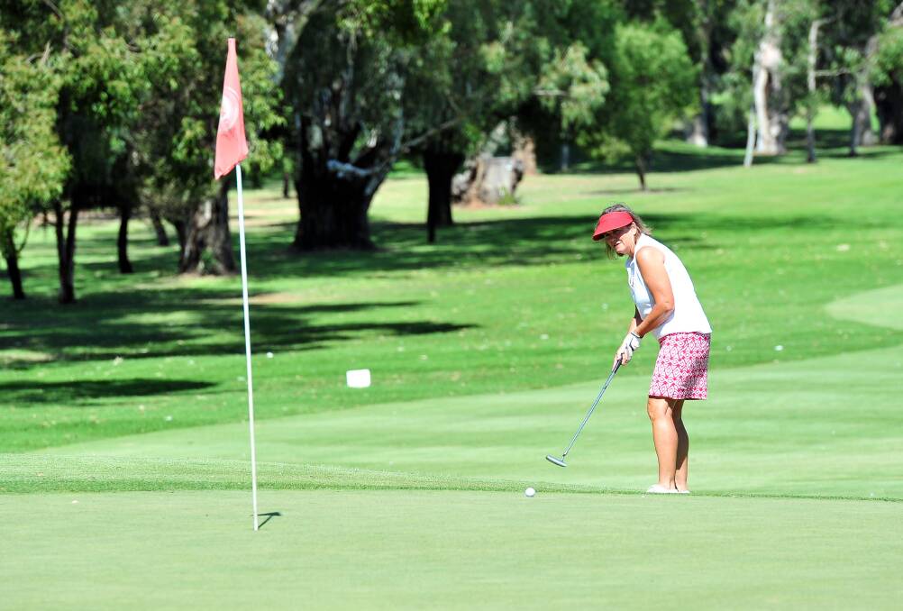 ON  TARGET: Wagga's Didee McKay putts on the ninth green during the Ladies Classic at Wagga Country Club on Wednesday. Picture: Kieren L Tilly