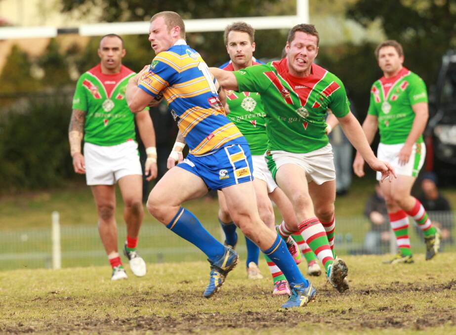NEW ADDITION: Nathan Campbell runs the ball up for Lakes United in Newcastle last year. Campbell has joined Group Nine club Kangaroos for the remainder of the season. Picture: The Newcastle Herald