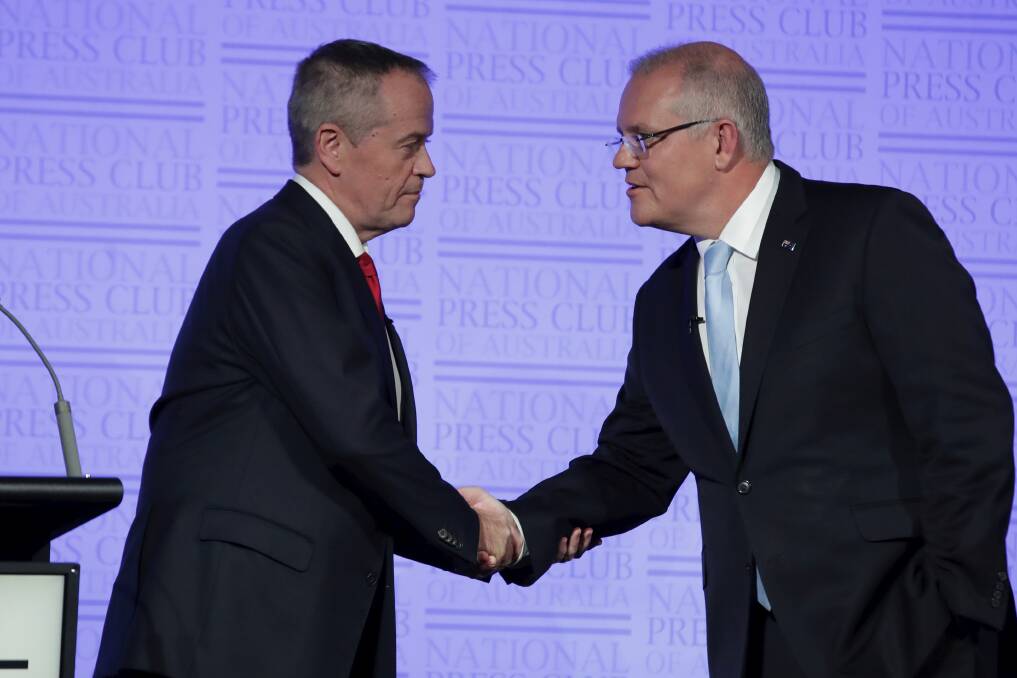 THE FORUM: Opposition leader Bill Shorten and Prime Minister Scott Morrison met at the National Press Club of Australia in Canberra this week for the federal election leader's debate. Picture: Alex Ellinghausen
