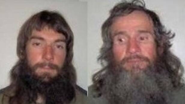 The Stoccos in a recent police photograph. Police believe Mark Stocco (left) has shaved off his beard.