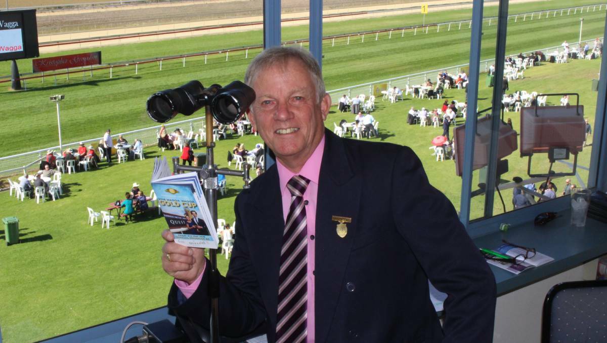 Race caller Alan Hull at the Gold Cup carnival. Picture: Rowan Forster