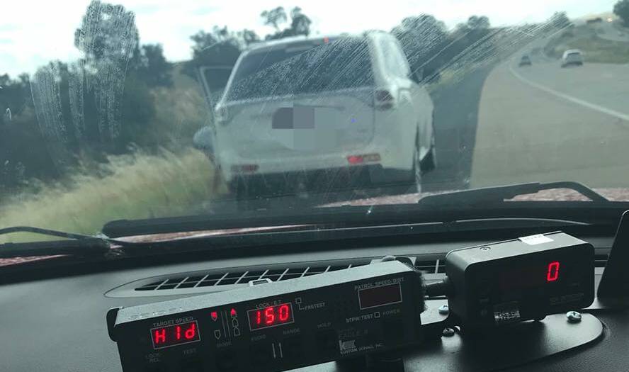 A learner driver was caught at 150km/h on the Hume Highway at Jugiong on Sunday. Picture: Traffic and Highway Patrol Command - NSW Police Force