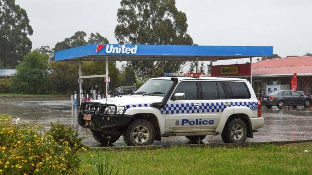Police stationed at Glenburn after the reported sighting of Gino and Mark Stocco. Photo: Justin McManus