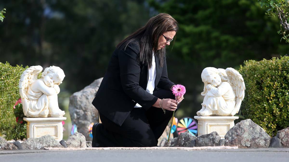 Heartbroken: Toni Brown at Letariah's memorial. Pictures: Robert Peet
