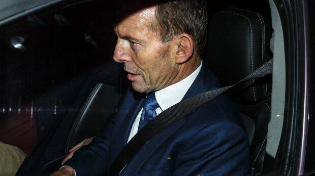 Former PM Tony Abbott defended remarks he made in a leaked tape at a Liberal meeting on Monday. Photo: Daniel Pockett
