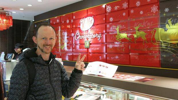 Matt Butler in a Kit Kat Chocolatory store, Japan. Photo: Matthew Butler