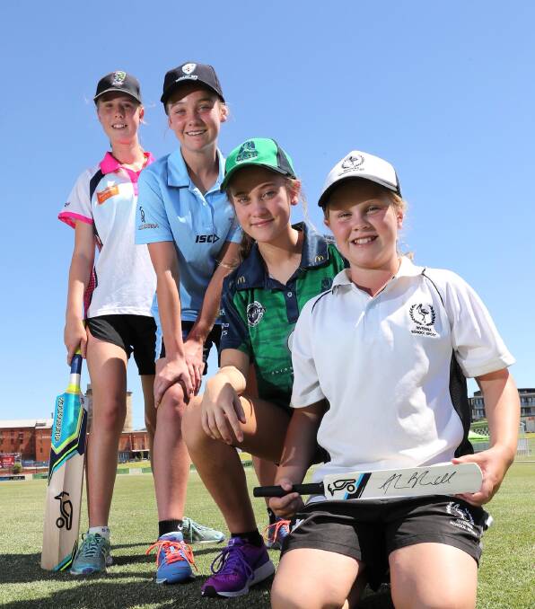 INSPIRED: Zoe Jenkins, 13, Stacie Hiscock, 14, Felicity Cawley, 12 and Perri Nash, 11, said the Women's Big Bash League cricketers make them feel like anything is possible. Picture: Les Smith
