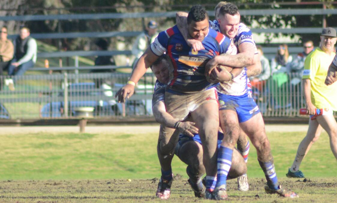 FORWARD MOMENTUM: New Zealander Isaac Maliota, pictured playing for Young in 2015, has signed on with Junee. He is one of two new front rowers for the Diesels. Picture: The Young Witness