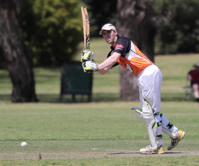 Wagga RSL batsman Luke Oakley flicks the ball off his pads on Saturday.