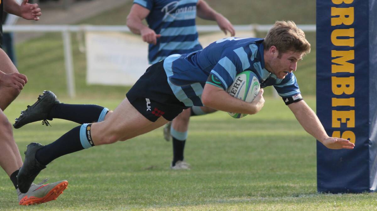 FLYING HIGH: Angus Le Lierve scored four tries and kicked 14 conversions in Waratahs' 104-0 win over premiers Albury.
