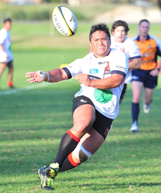 FIRST TEST: Chris Latu, pictured playing for Southern Inland last year, is one of six Griffith players named in the SIRU Redbacks team to play SIRU Rams in a curtain-raiser to the Super Rugby trial at Equex Centre on February 6.
