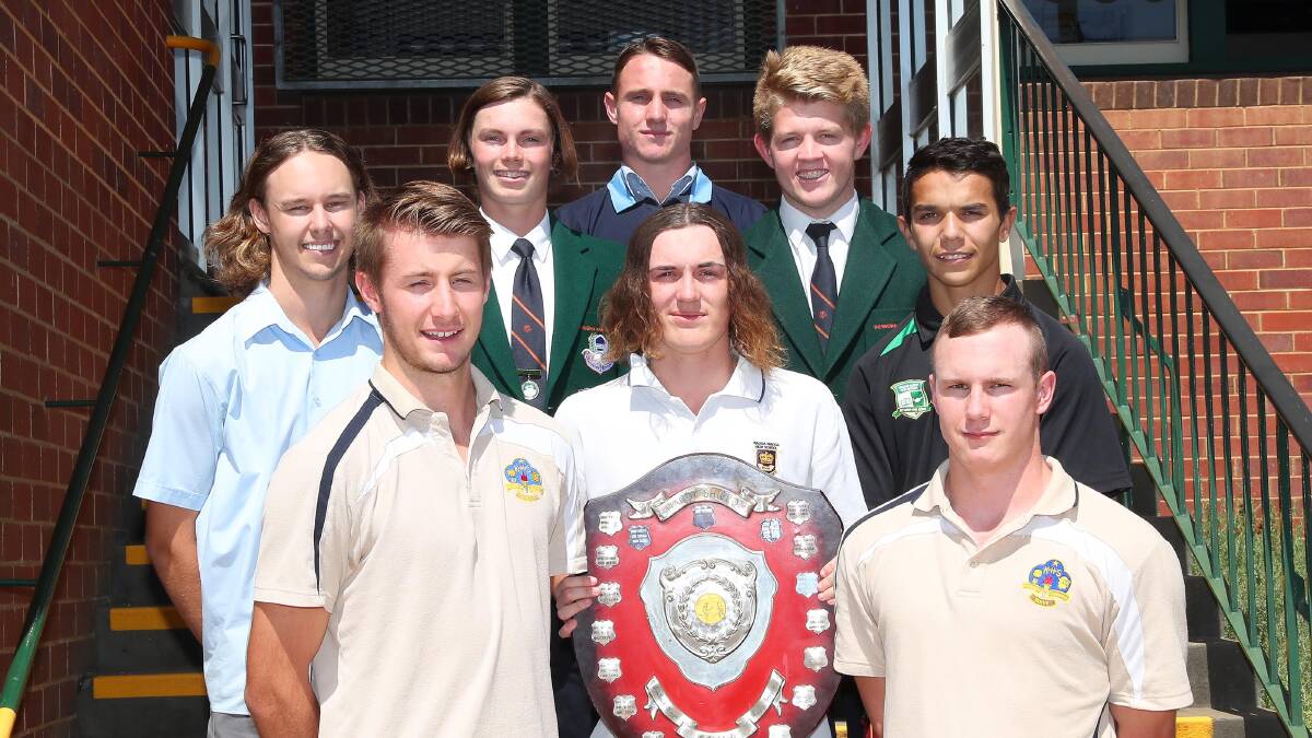 READY TO RUMBLE: Hardy Shield captains (back, from left) Matt Knagge, Luke Maslin, Corey Toole, Henry Yates, Latrell Siegwalt, (front) George Kendall, Ben Weeden and Dylan Arragon ahead of this year's competition. 