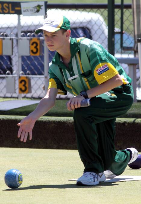 NEW BRIGADE: Rules club bowler Cameron Ritchie, 15, plays his shot during the opening round of the pennant season on Saturday. Picture: Les Smith