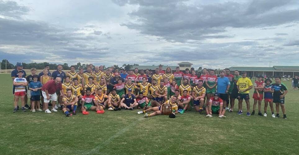 Brothers and Coogee players come together after the David Mavroudis Shield at Parramore Park on Saturday.