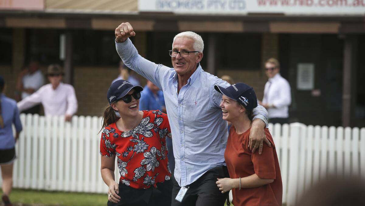 WINNERS ARE GRINNERS: Andrew Dale celebrates after Lautaro won the Country Championships Qualifier at Albury last year.