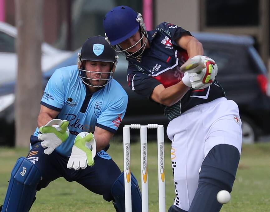 POWER GAME: St Michaels opener Michael Mitchell finished unbeaten on 70 as his team started the Twenty20 competition with a win over South Wagga at Geoff Lawson Oval on Saturday. Picture: Les Smith