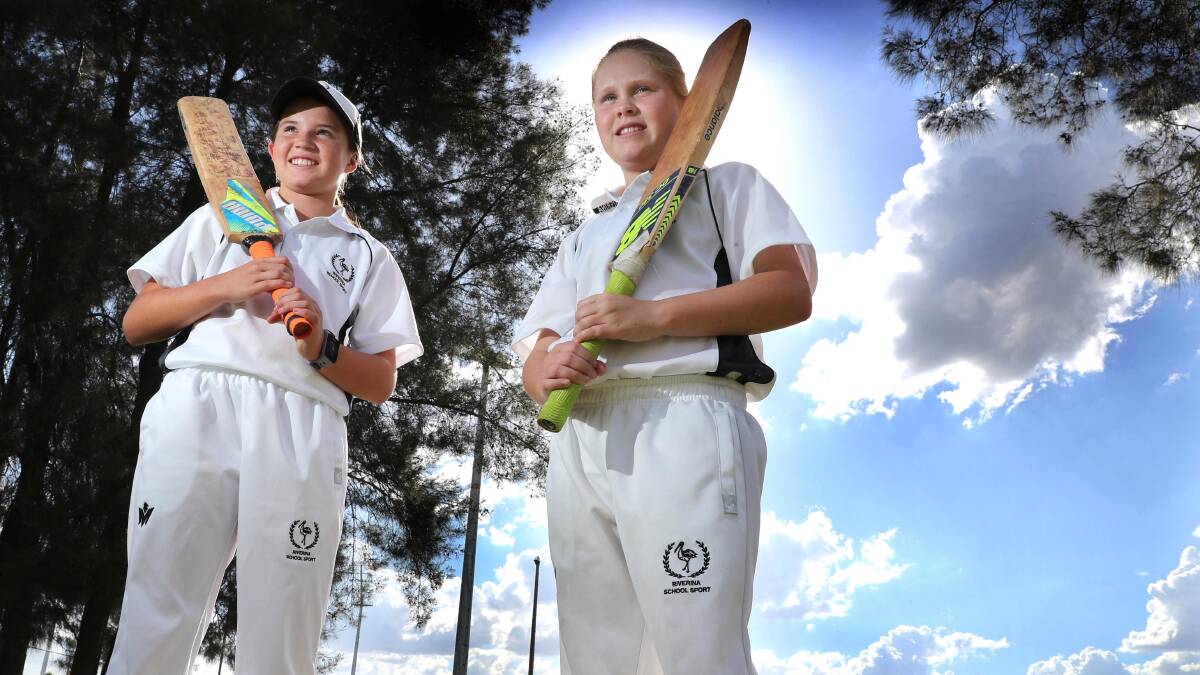 PERFECT TIMING: Kaitlin Logan, 11, and Perri Nash, 11, are off to take on the best primary school cricketers after impressing at the NSW PSSA carnival. Picture: Les Smith