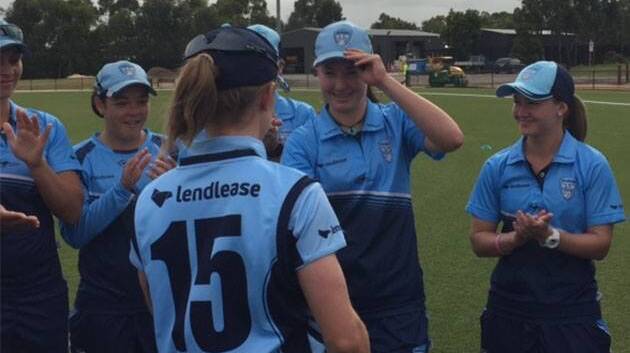 Wagga's Rachel Trenaman receiving her NSW Breakers cap last month. She has been named in the squad for the final on Saturday.