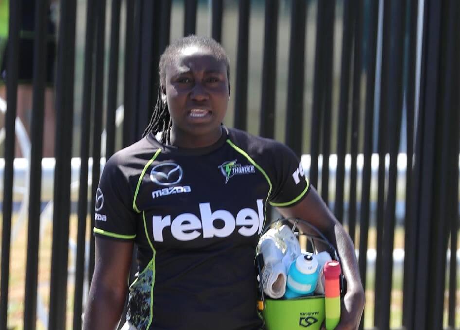 READY TO FIRE: Sydney Thunder's Stafanie Taylor coming back from a practice session in the Robertson Oval nets ahead of the weekend's double header. Pictures: Les Smith