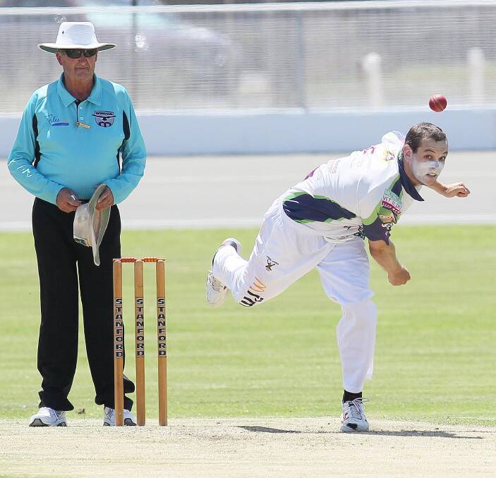 DAMAGING: Wagga City captain-coach Jon Nicoll claimed five second innings wickets and 10 for the match as his team took an outright win over Wagga RSL at Wagga Cricket Ground on Saturday. Picture: Kieren L Tilly