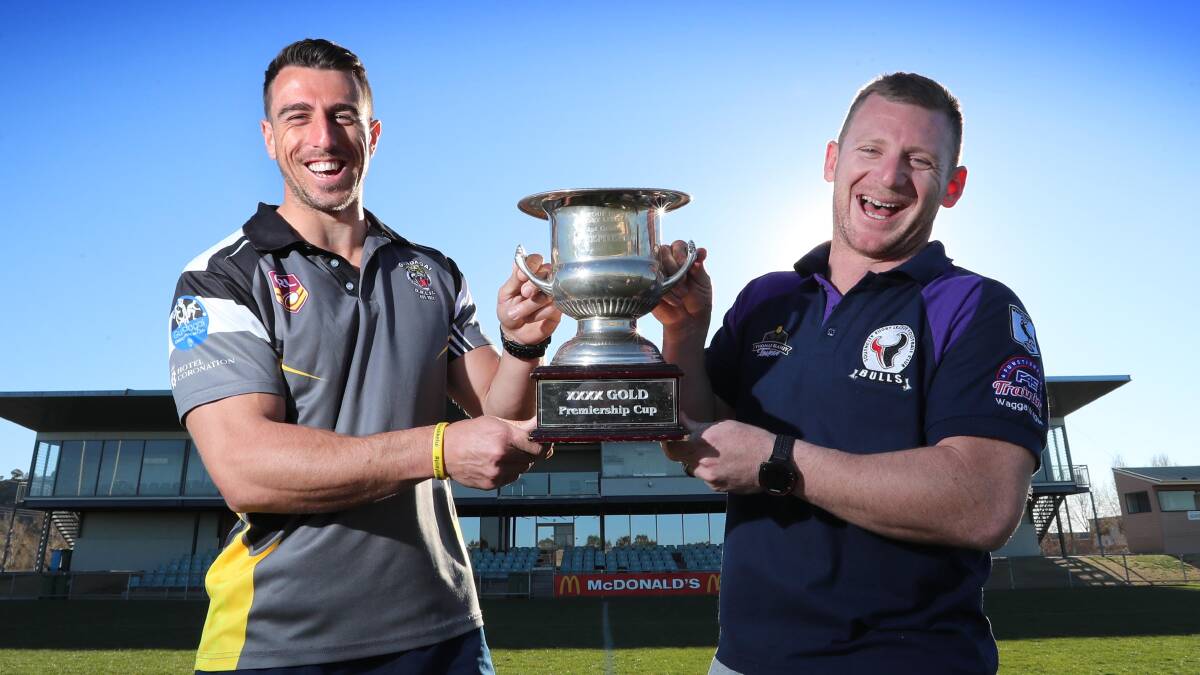 Gundagai captain-coach James Smart and Southcity counterpart Kyle McCarthy are looking to win the Group Nine grand final on Saturday. Picture: Les Smith