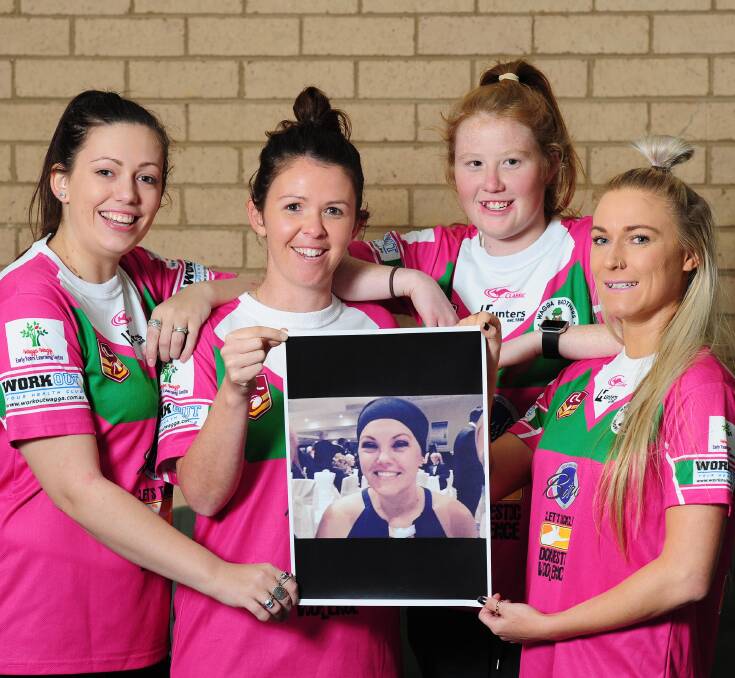 INSPIRATION: Brothers leaguetag players Jess Brooks, Sarah Carter, Bridget Horsley and Naomi Price are helping to raise funds for Riverina Cancer Care with a ladies day function on Sunday in memory of Nicole Burgess.