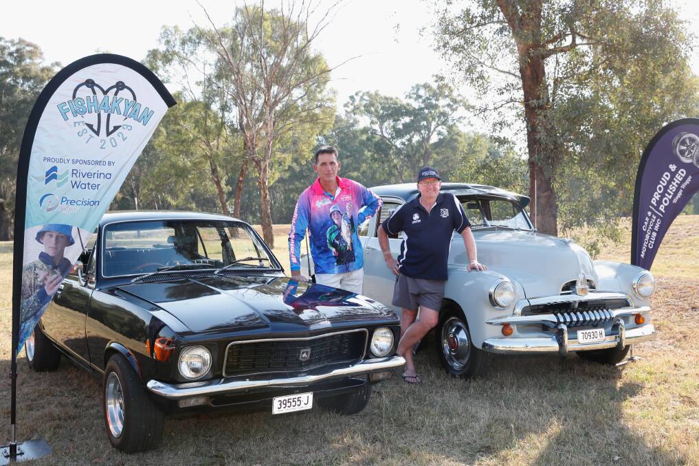 Fishing for Kyan founder and uncle of the late Kyan Armstrong Damian Armstrong withProud and Polished Car Club president Roy Denton. Picture by Tom Dennis