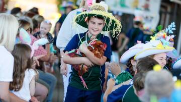 North Wagga Public School year four student Shelby Hubbard stole the show with his pet chook. Picture by Les Smith