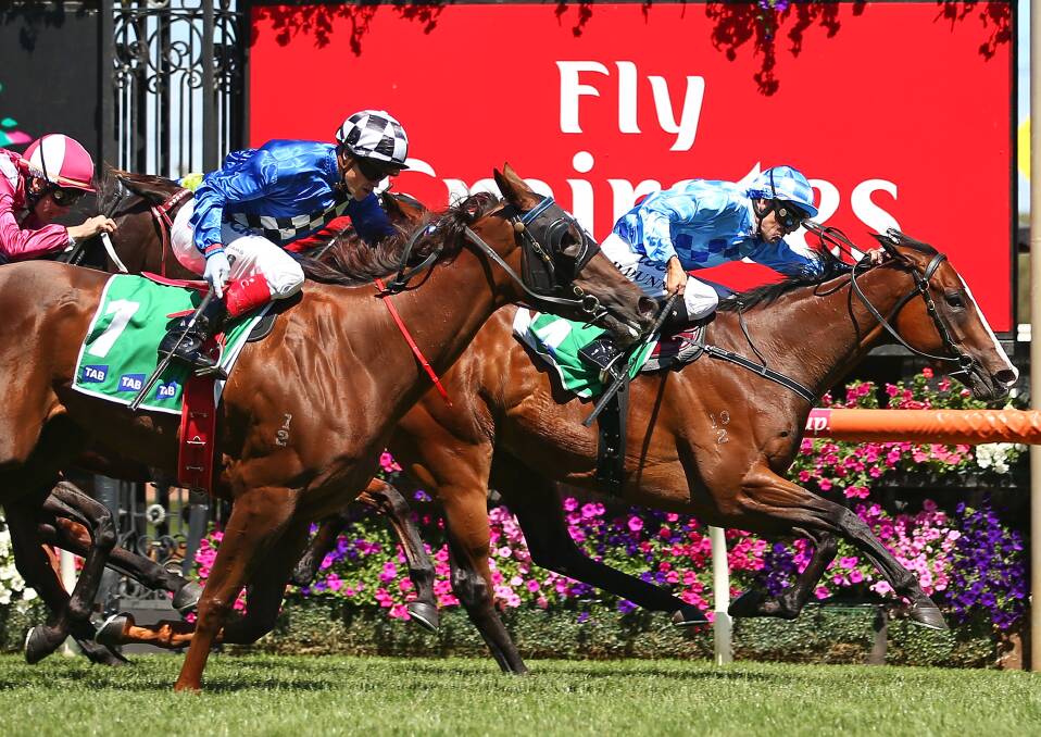 OUT IN FRONT: Don't Doubt Mamma ridden by Dwayne Dunn wins at Flemington Racecourse in Melbourne in
February this year. (Photo by Scott Barbour/Getty Images for VRC)