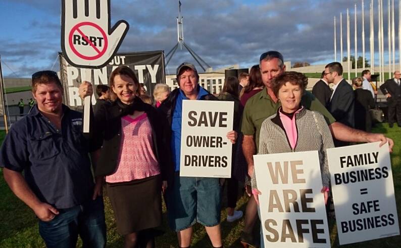 ROLLING PROTEST: Farrer MP Sussan Ley (second from left) during the weekend's protest against proposed truckie pay rates. A letter writer has supported the changes.