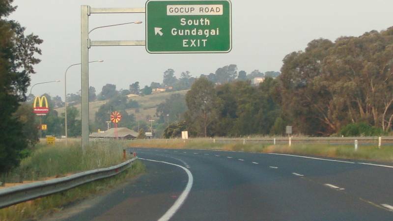 The Gocup Road turn-off at the Hume. The dangerous road is set for more upgrade work.