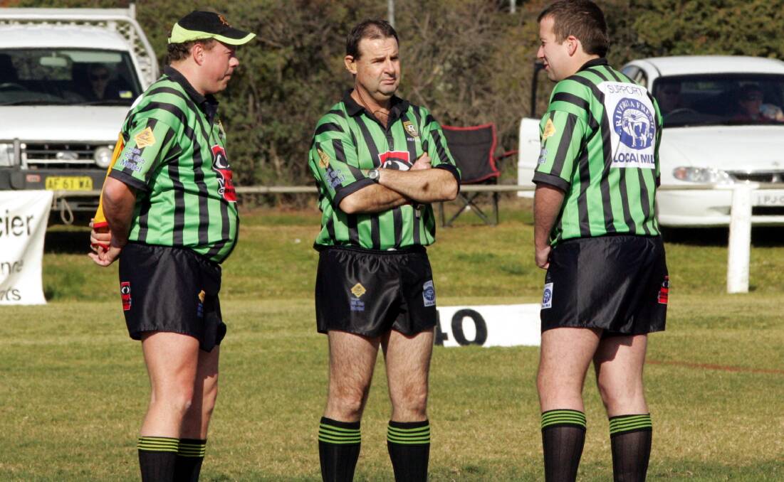 OFF THE BALL: Three Group 9 refs pictured in 2008. A letter writer says some of today's local referees leave a lot to be desired in terms of fitness.