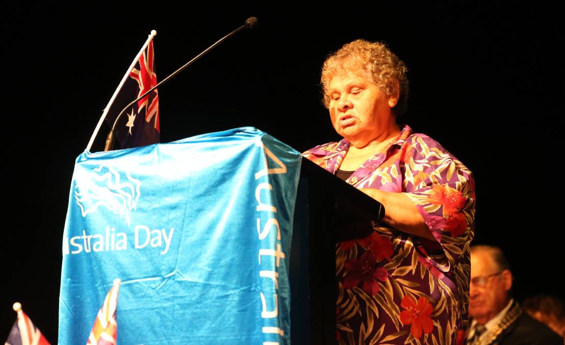 Aunty Gloria Goolagong delivers an inspiring Welcome to Country at the Griffith Australia Day ceremony in 2017.
