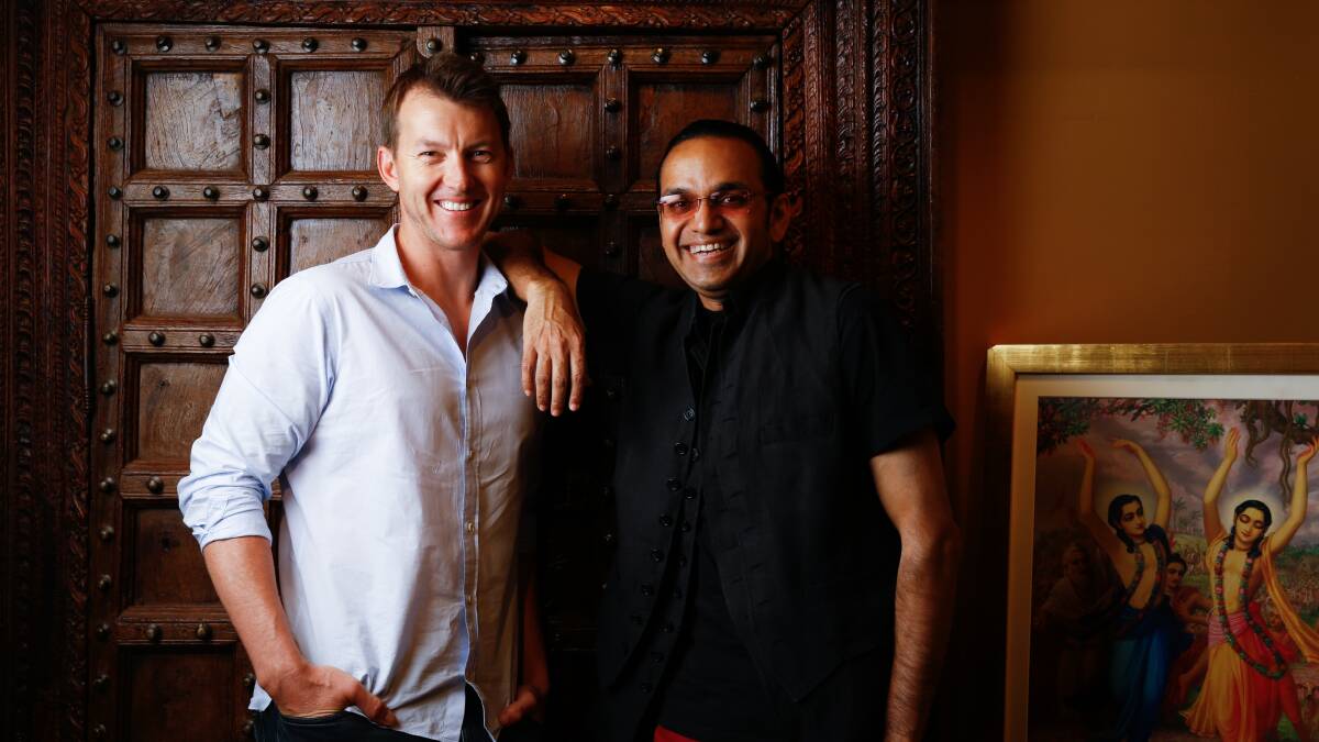 Film director Anupam Sharma, pictured with former Australian cricketer Brett Lee, is Temora's Australia Day ambassador.