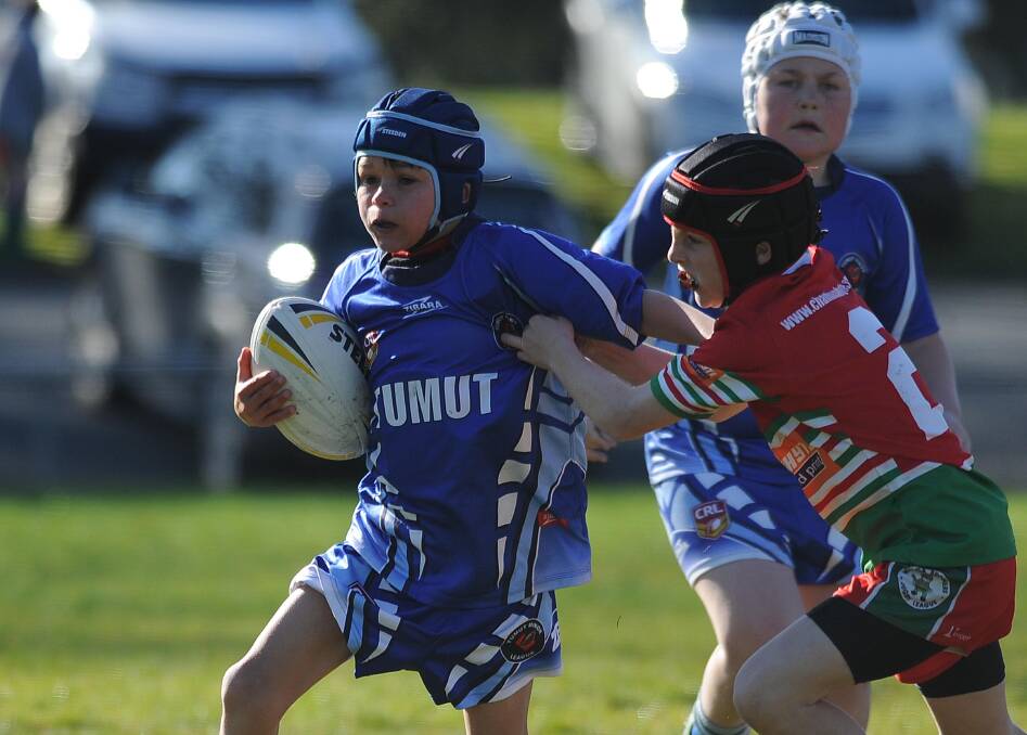 Tumut's Mitchell Lawrence in the under 10s grand final against Wagga Brothers. Picture: Laura Hardwick