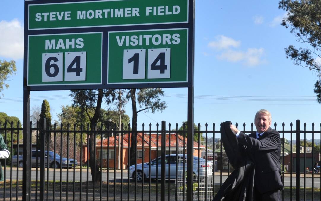 Steve Mortimer unveils the sign naming the ground at Mt Austin High School in his honour.  'Turvey' was a long-term advocate for rugby league to be governed by an independent commission, but fears the ARLC lacks understanding of country rugby league.
