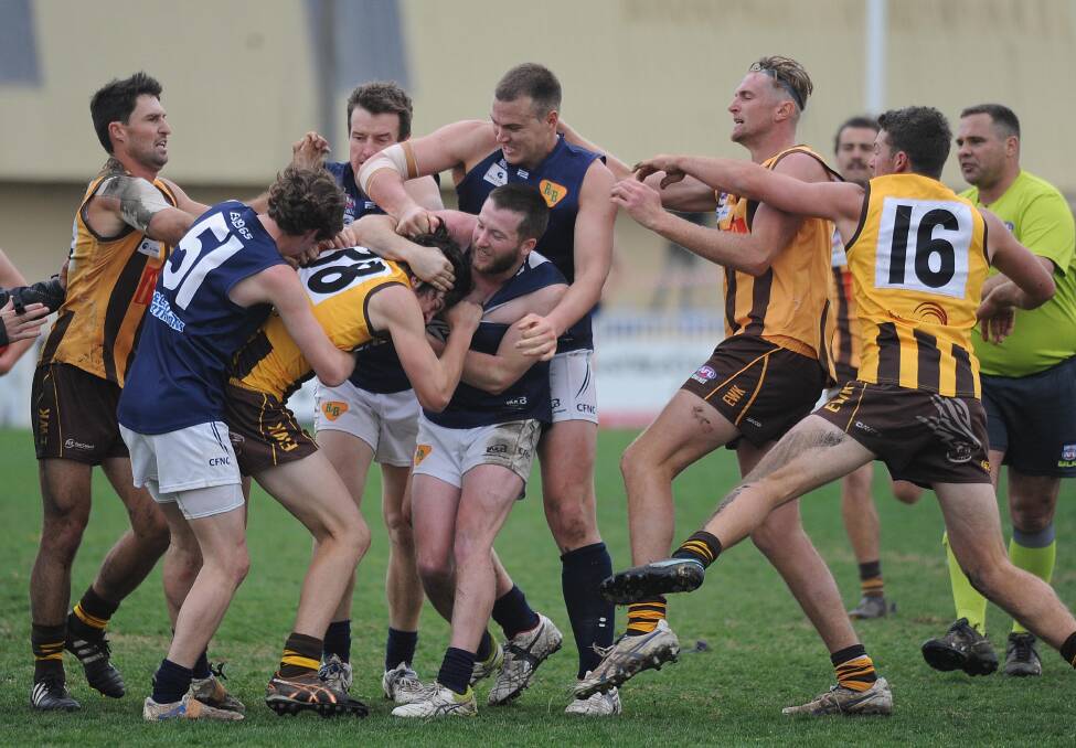 A second-quarter melee between Coleambally and East Wagga-Kooringal. There were no reports laid but three players are facing suspension after the game erupted again in the third term. 
