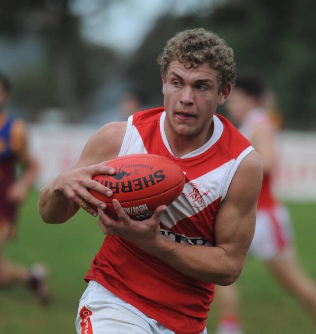 Jayden Klemke in action against Ganmain-Grong Grong-Matong earlier this season. Picture: Laura Hardwick