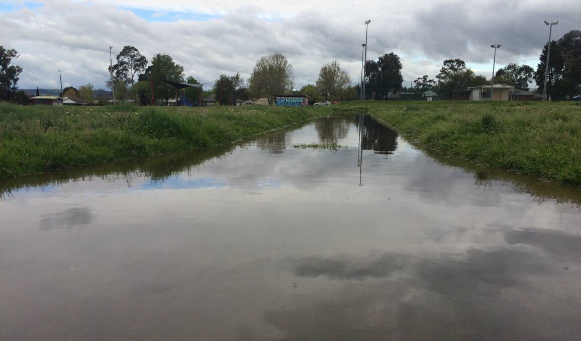 WATERLOGGED: This week's rain have the Henwood Park cricket pitches looking more like canals. Picture: Peter Doherty