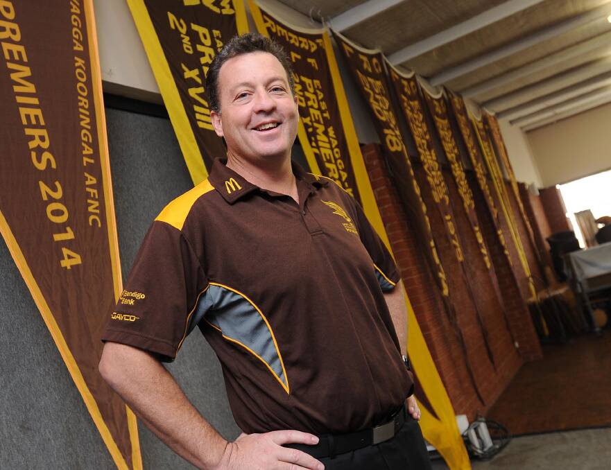 FLYING THE FLAG: East Wagga-Kooringal coach Gavin McMahon in the Gumly clubrooms. Picture: Laura Hardwick
