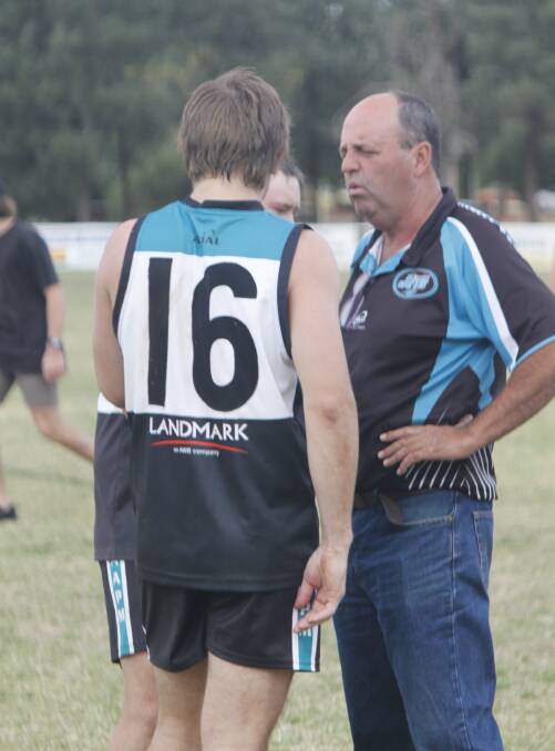Darren Jackson with his co-coach at the Jets this year, Sam Fisher. The pair took the Jets to within a golden point of a grand final appearance.